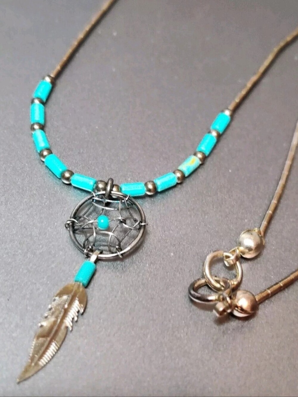 Southwestern Native American Style Necklace Dreamcatcher Silver 925 & Turquoise